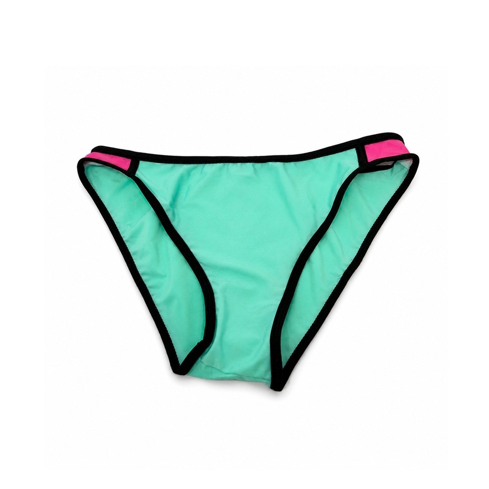 Mint Green and Pink Contrast Trim Bikini Bottoms Swimwear Size Medium NWOT